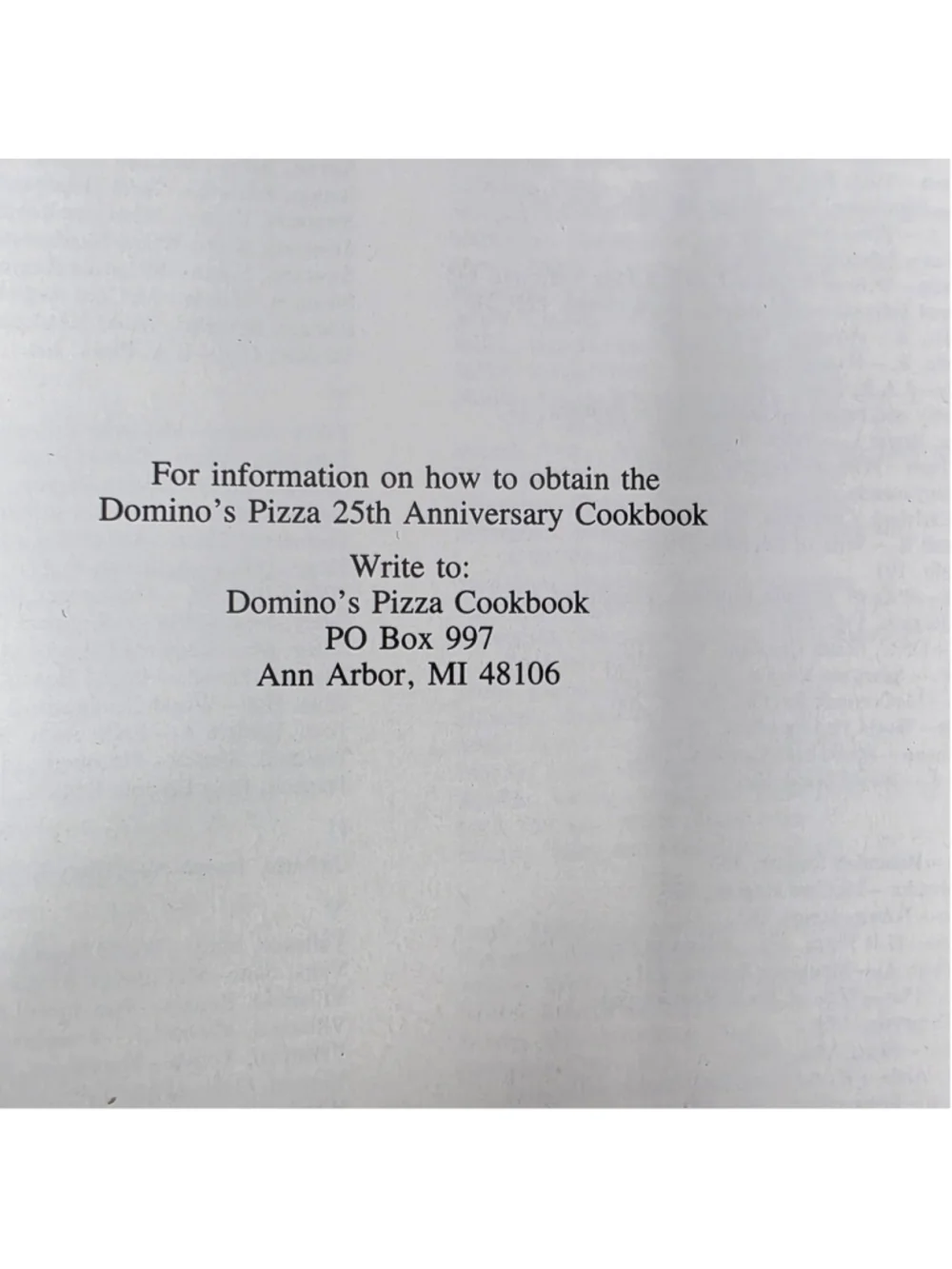 Dominos Pizza vintage 1986